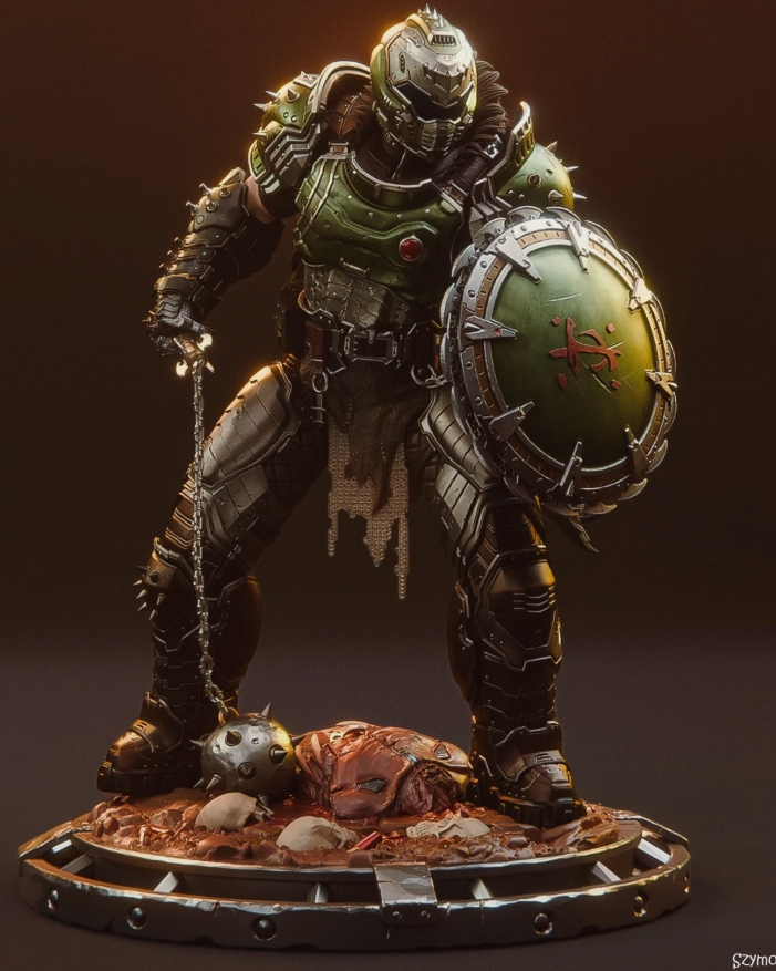 Doom Slayer - Doom The Dark Ages 1/8 Figure Statue 3d Print Model Kit Painted