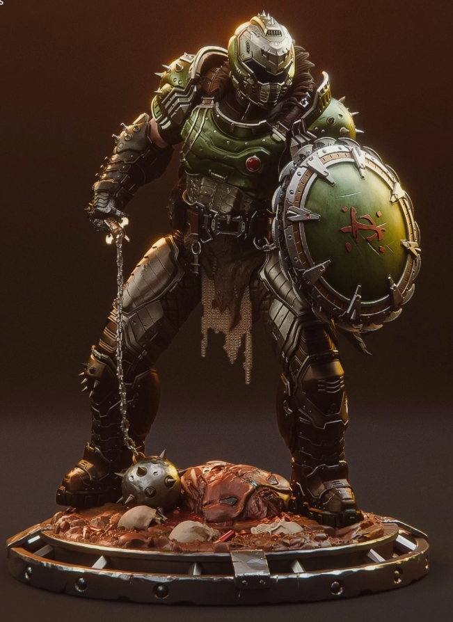 Doom Slayer - Doom The Dark Ages 1/8 Figure Statue 3d Print Model Kit Painted