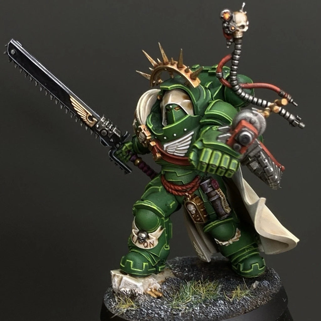 Warhammer 40K Painted Dark Angels Captain in gravis armor