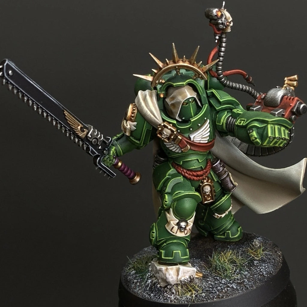 Warhammer 40K Painted Dark Angels Captain in gravis armor